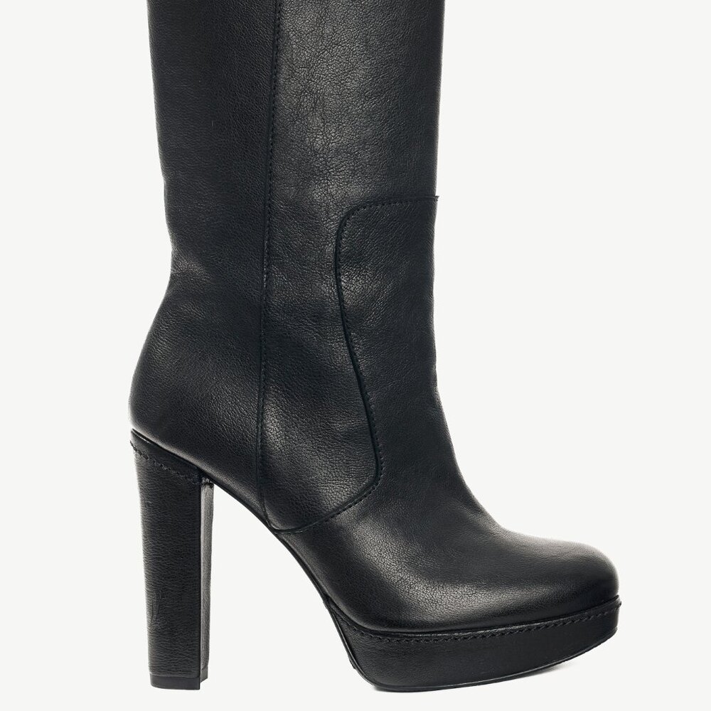 Stuart Weitzman Black Leather Platform Heeled Short Boots